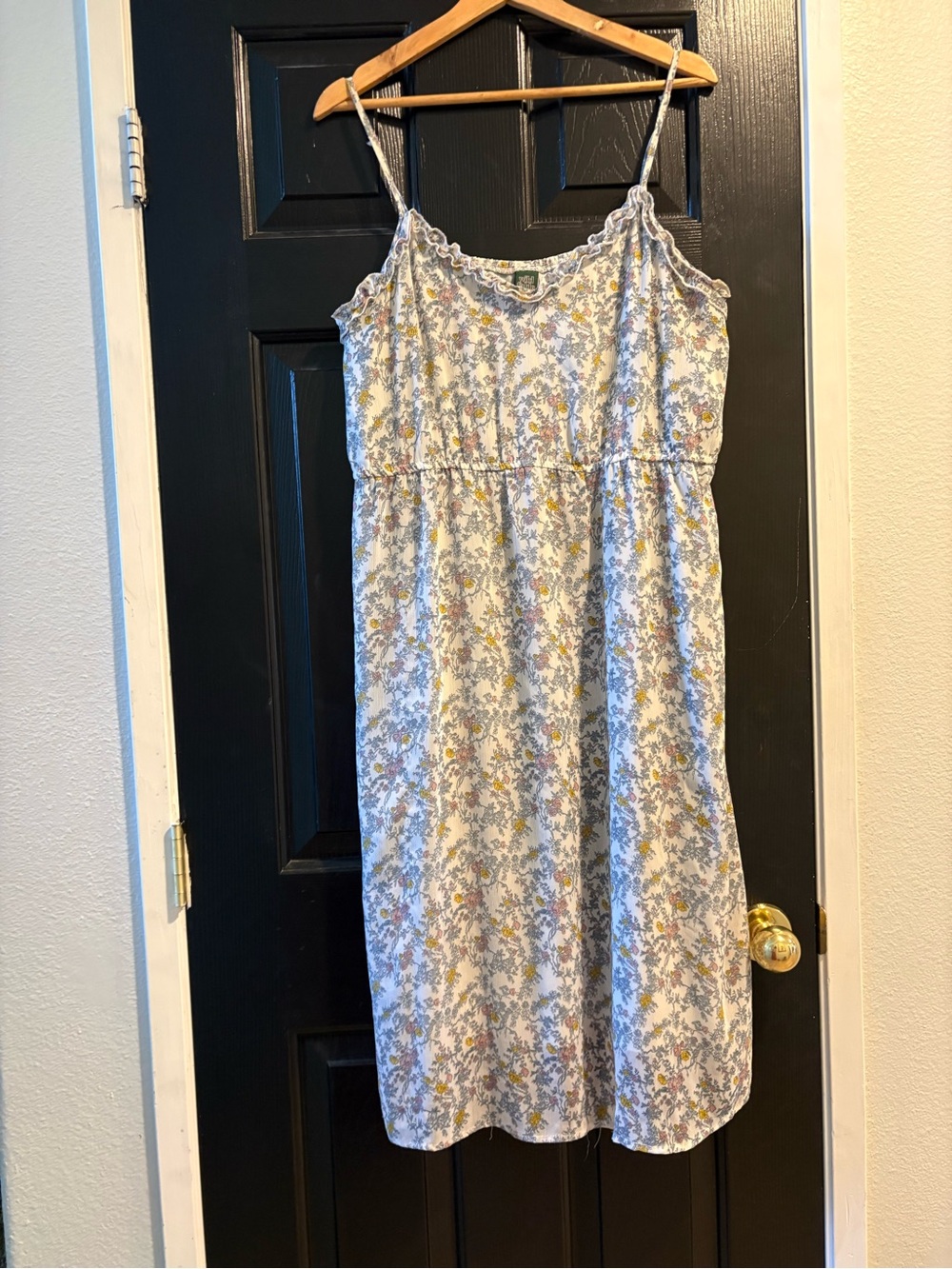 wild fable White Floral Midi Dress with Blue and Yellow Print
